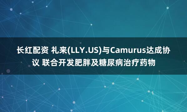 长红配资 礼来(LLY.US)与Camurus达成协议 联合开发肥胖及糖尿病治疗药物