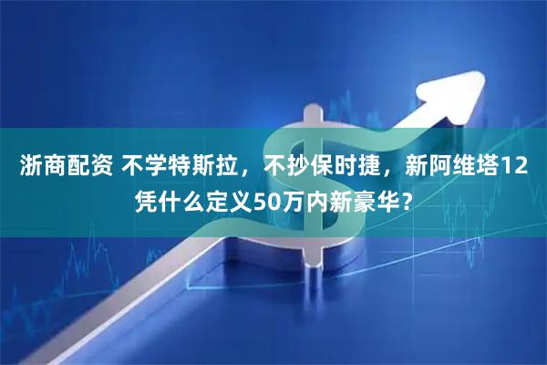 浙商配资 不学特斯拉，不抄保时捷，新阿维塔12凭什么定义50万内新豪华？